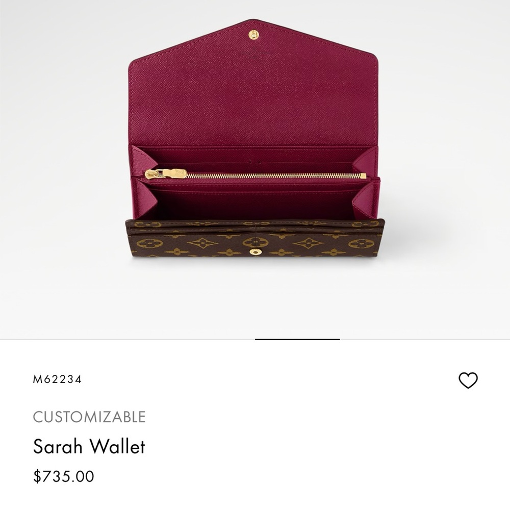 Authentic Louis Vuitton, Sarah wallet, fuchsia, monogram print